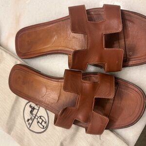 Hermes Oran Sandals - 40 Brown Leather